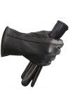 Gants dhiver en cuir véritable noir pour femmes, garde au chaud, moufles dhiver pour femmes, gants en cuir de cerf simple p