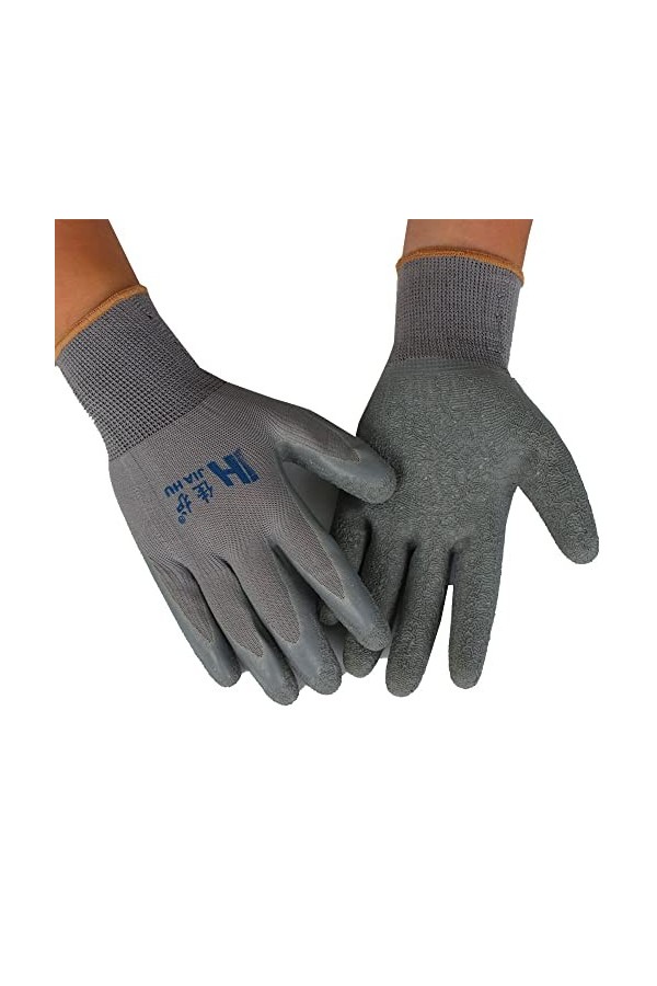 FUFU Moufles 12 Paires dhommes Et De Femmes Gants De Travail De Sécurité, Gants De Protection, Gants en Caoutchouc Épais, Du