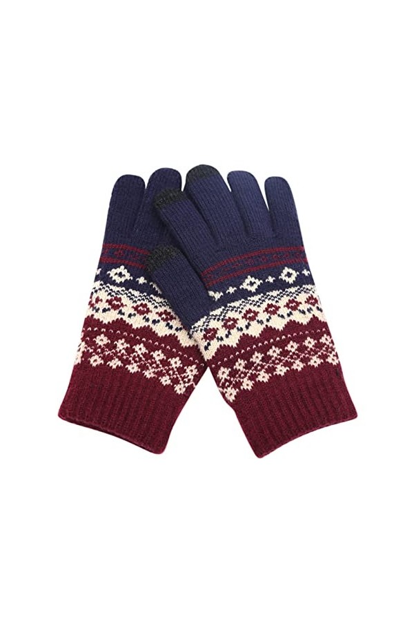 wrtgerht Gants Mitaines Combo avec Poche avec Gants Écran et Mitaines Impression for Femme Temps Froid Chauffé Gants Color :