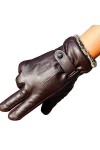 QIAOLI Gants dhiver en cuir pour homme et femme - Gants chauds pour lhiver et lautomne - Chauds en laine thermique - Moufl
