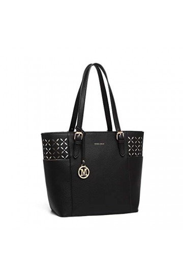 Miss Lulu Sac Cabas Femme Sac à Main Bandoulière en Simili Cuir avec Imprimé Creux Sacs Fourre Tout