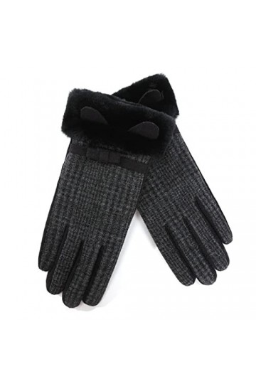 Gants dhiver pour femme - Gants épais et chauds pour écran tactile - En cachemire - Coupe-vent - Pour cyclisme et conduite
