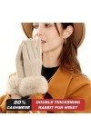 Gants dhiver pour femme - Gants épais et chauds pour écran tactile - En cachemire - Coupe-vent - Pour cyclisme et conduite