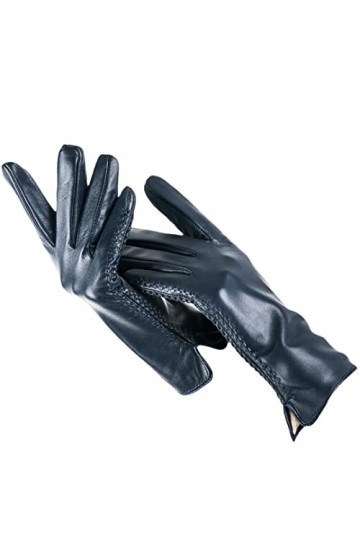 Gants dhiver en cuir véritable pour femme - Doublure chaude en laine de cachemire mélangée - Pour écran tactile - Gants de c