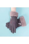 Gants dhiver pour femme en daim épais avec motif chat brodé