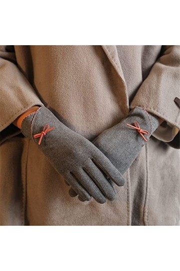 Gants dhiver chauds pour femme - Section fine - Haute élasticité - Coupe-vent - Avec nœud