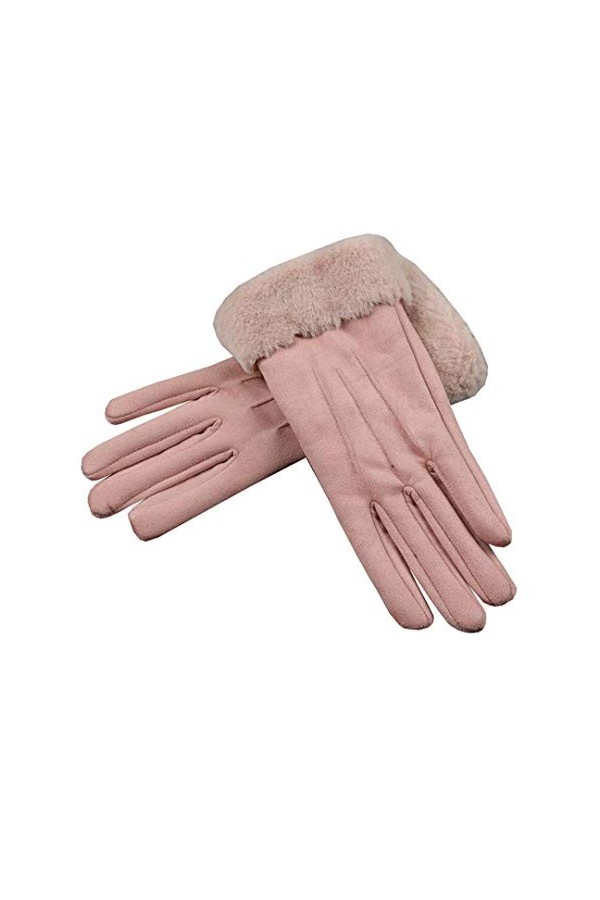 Gants dautomne et dhiver en daim pour femme - Pour écran tactile - Gants en cuir - Gants chauds en velours, café, taille un