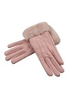 Gants dautomne et dhiver en daim pour femme - Pour écran tactile - Gants en cuir - Gants chauds en velours, café, taille un