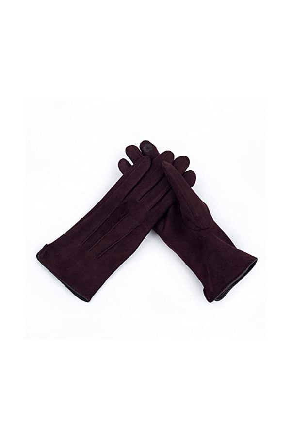 Gants dhiver pour femme en daim élastique solide pour garder au chaud