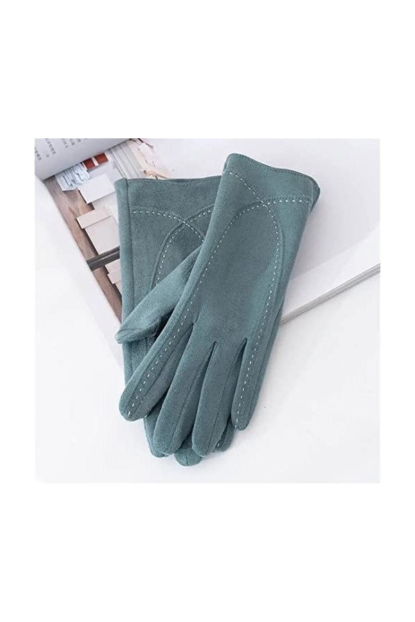 Villi Gants dhiver épais en daim pour femme