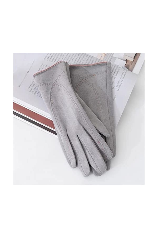 Villi Gants dhiver épais en daim pour femme