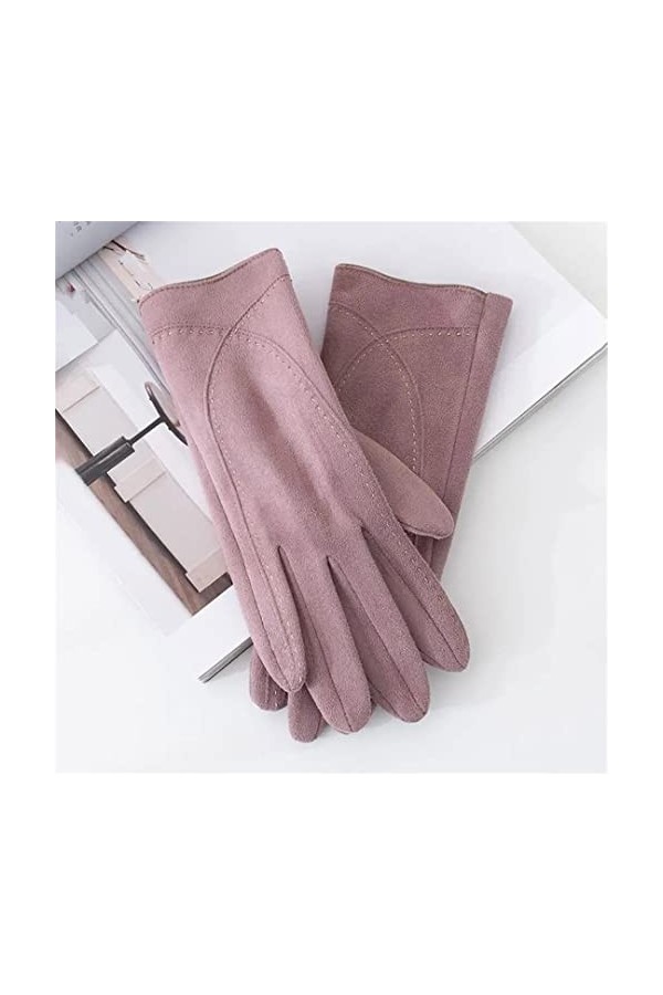 Villi Gants dhiver épais en daim pour femme