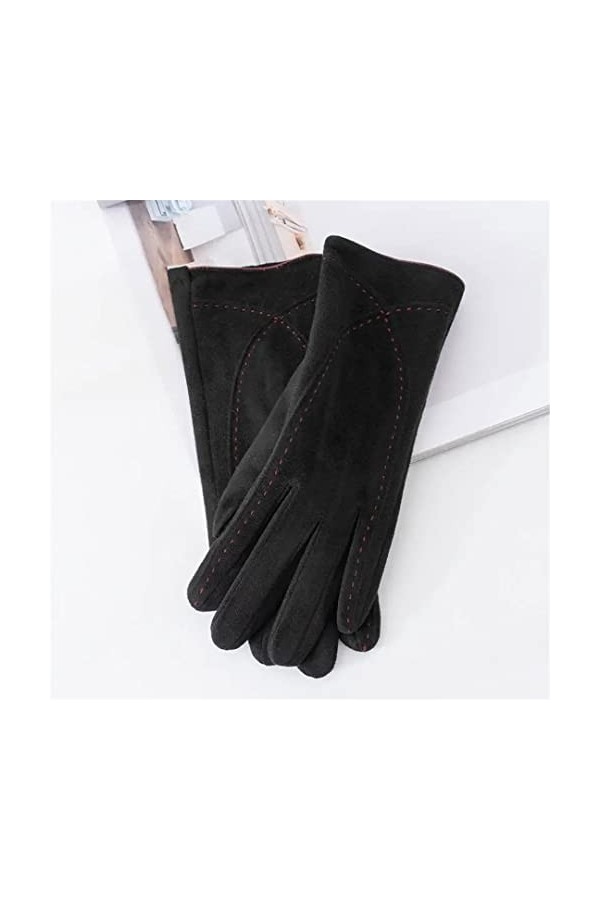 Villi Gants dhiver épais en daim pour femme