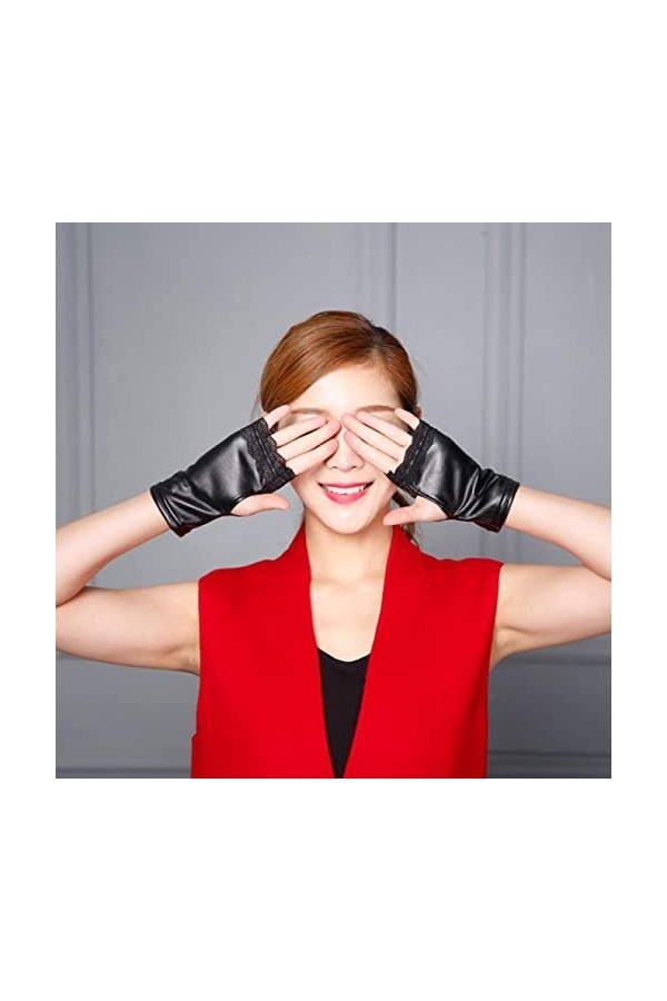 Gants Gloves Moufles Hiver Homme Femme Gants De Conduite Longs Et Minces pour Femmes, Manches Chaudes À Demi-Doigts, Moufles 