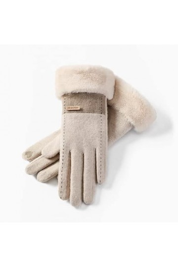 TJOIUY Gants dhiver Gants dhiver pour Femmes Patchwork Cachemire Chaud Froid Gants épais écran Tactile extérieur Coupe-Vent