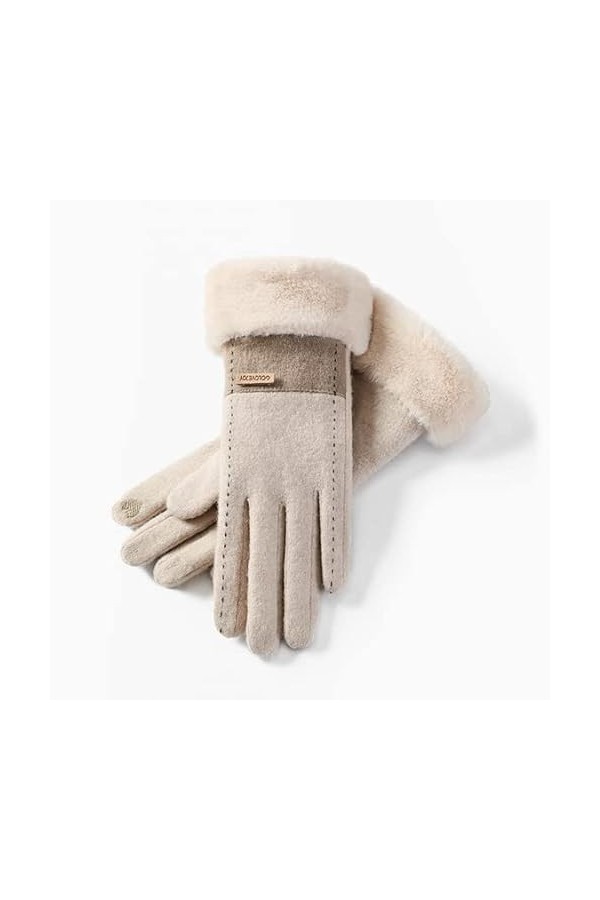 TJOIUY Gants dhiver Gants dhiver pour Femmes Patchwork Cachemire Chaud Froid Gants épais écran Tactile extérieur Coupe-Vent