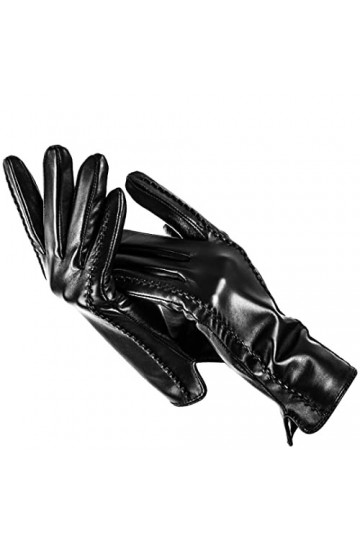 Gants en cuir rayé pour femme, gants en cuir couleur peau de mouton pour femme, moufles tendance pour lhiver