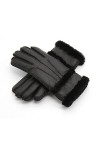 HIHELO Gants en cuir PU cuir synthétique gants en cuir de mouton femmes hiver automne mode chaud polaire moufles de neige hom