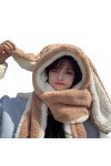 Joli bonnet en forme doreilles de lapin mignon cadeau dhiver coupe-vent écharpe et gants mignon dhiver épais avec moufles,