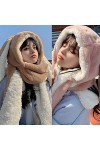 Joli bonnet en forme doreilles de lapin mignon cadeau dhiver coupe-vent écharpe et gants mignon dhiver épais avec moufles,