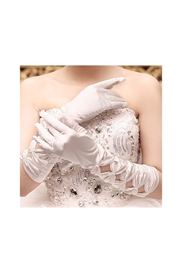 Saturey Été Protection Solaire Gants Blanc Doigt Long Femmes Dame Danse Performance Long Mariage Gants De Demoiselle dhonneu