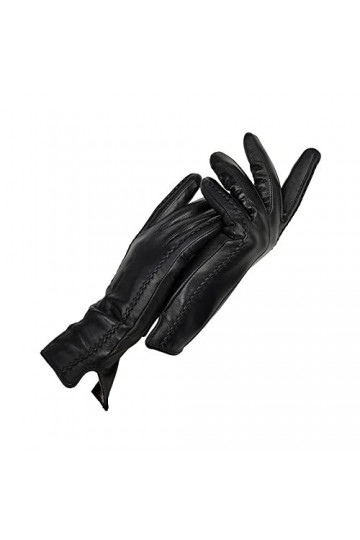 Gants DHiver Gants En Cuir Pour Femmes Hiver Automne Dames En Peau De Mouton Chaud Gants En Cuir Femmes Noir 7.5
