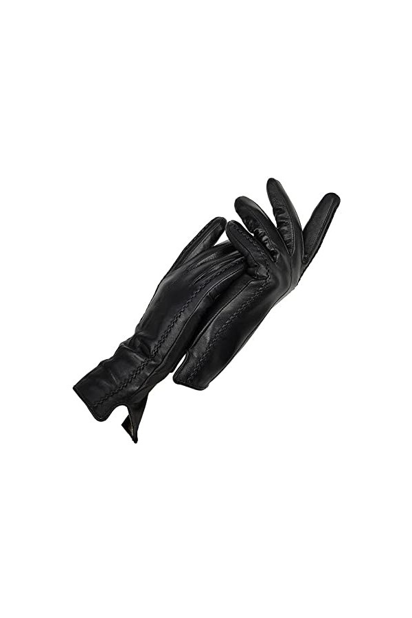 Gants DHiver Gants En Cuir Pour Femmes Hiver Automne Dames En Peau De Mouton Chaud Gants En Cuir Femmes Noir 7.5