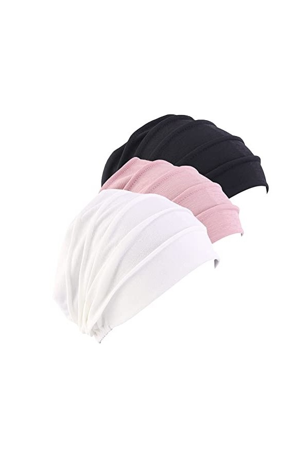 Bonnet en Coton pour Chimio,Femme Bonnet Turban Extensible Bonnet de Nuit Sommeil Coton Couvre-Chef Calotte Doux Chapeau Band