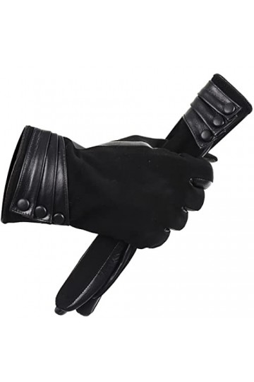 Gants tendance en peau de mouton pour femmes, gants en cuir noir confortables pour femmes, gants dhiver chauds et épais pour