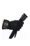 Gants tendance en peau de mouton pour femmes, gants en cuir noir confortables pour femmes, gants dhiver chauds et épais pour