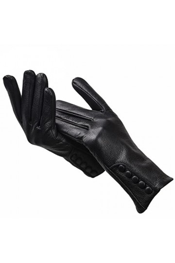 Gants en cuir véritable de haute qualité pour femmes, gants chauds en cuir pour femmes, mitaines en cuir véritable à boucle l