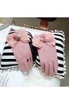 Gants dhiver en cachemire avec nœud papillon et perles pour femme - Gants dhiver coréens chauds pour écran