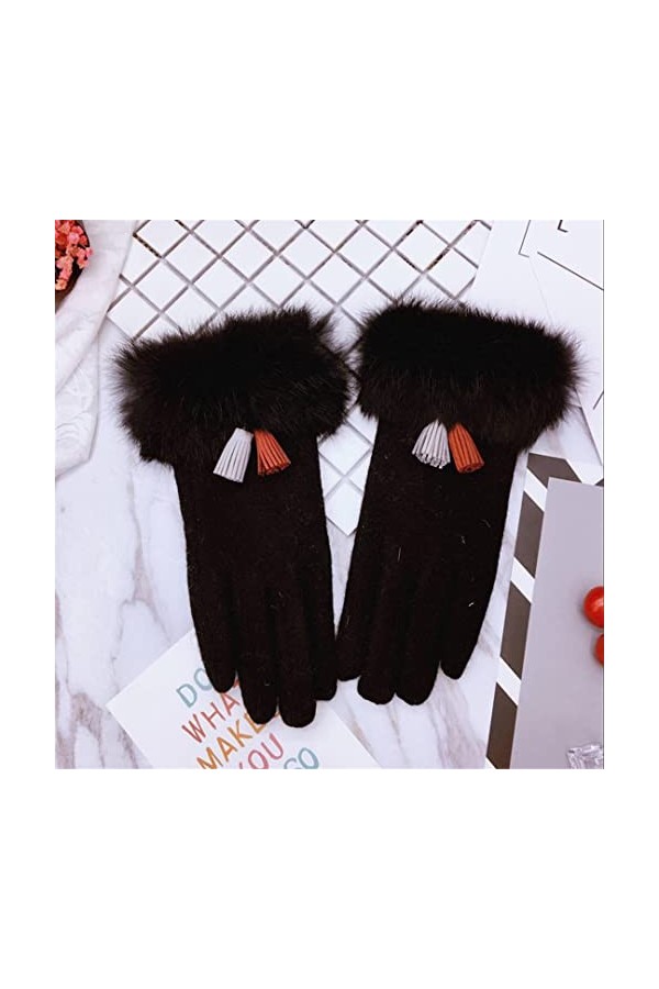 Gants dhiver chauds double couche en laine cachemire pour femme