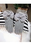 Gants en cachemire avec nœud en ruban et anneau en cachemire pour femme