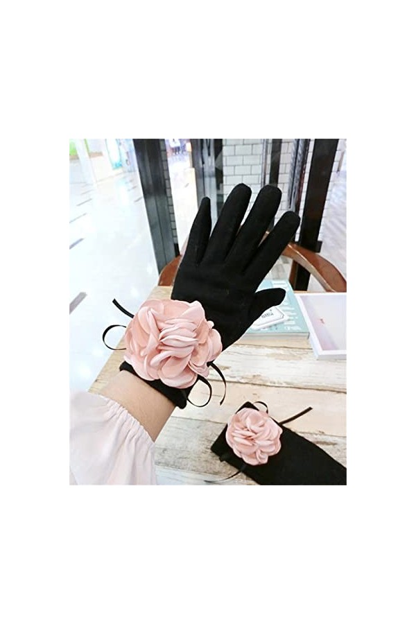 Gants en cachemire pour femme avec bords brûlés et grand nœud