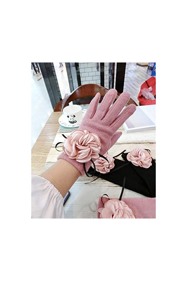 Gants en cachemire pour femme avec bords brûlés et grand nœud