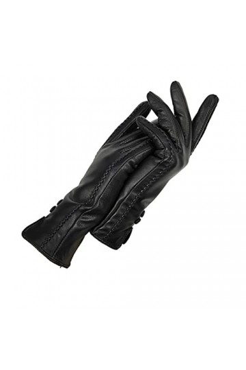 Gants en cuir pour femme Hiver et automne Mode féminine Peau de mouton épaisse Gants en cuir chaud pour femmes 7 1/2