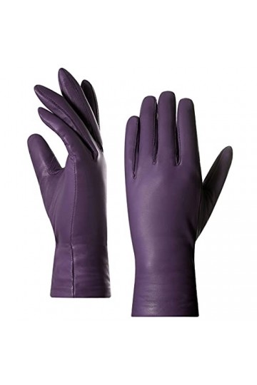 Harssidanzar Femmes Gants De En Cuir Italien Agneau Doublés De Cachemire GL006,Violet,taille S