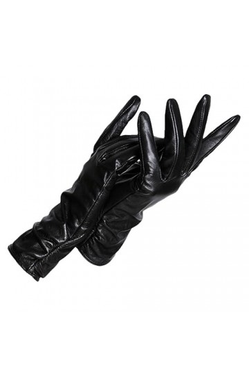 Dndrdhfb Gants chauds en cuir pour femme - Moufles courtes et douces pour lhiver, Noir, 7