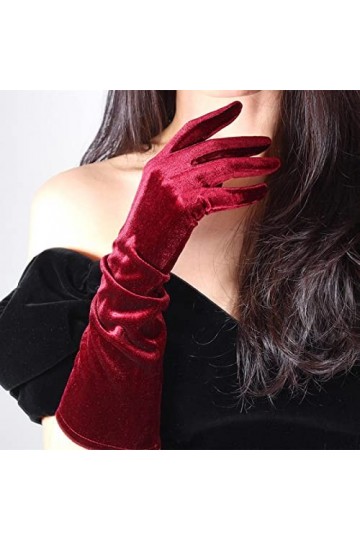 Focisa Gants Gloves Moufles Hiver Homme Femme Gants Longs Femme en Velours Doré 43Cm Longs Gants De Robe De Soirée Noir Velou