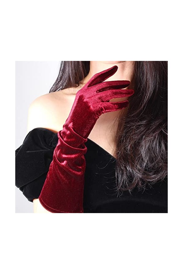 Focisa Gants Gloves Moufles Hiver Homme Femme Gants Longs Femme en Velours Doré 43Cm Longs Gants De Robe De Soirée Noir Velou