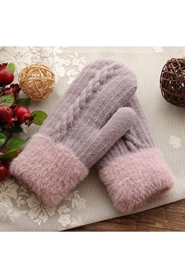 Focisa Gants Gloves Moufles Hiver Homme Femme Corée du Sud Plus Velours Tricoté Mignons Gants De Vélo Torsadés Résistants Au 