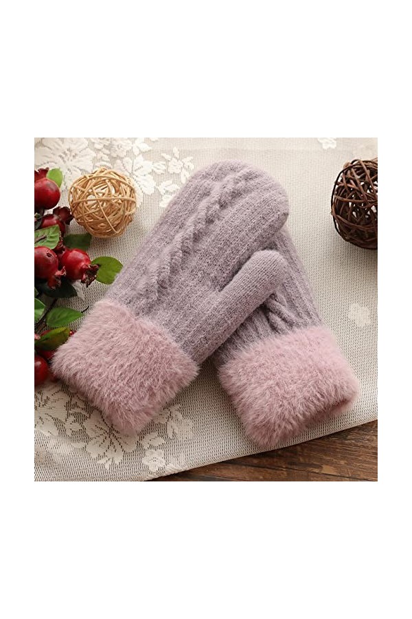 Focisa Gants Gloves Moufles Hiver Homme Femme Corée du Sud Plus Velours Tricoté Mignons Gants De Vélo Torsadés Résistants Au 