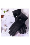 Femme Gants Chauds Hiver Résistant au Froid Écran Tactile Conduite Gant Perle Plus Peluche Nœud Velours Épais Coupe Vent Spor