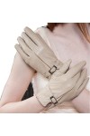 Dilize Gants dhiver doublés en cuir dagneau pour femme avec boucle, Noir , taille unique