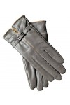 Dilize Gants dhiver doublés en cuir dagneau pour femme avec boucle, Noir , taille unique