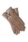 Dilize Gants dhiver doublés en cuir dagneau pour femme avec boucle, Noir , taille unique