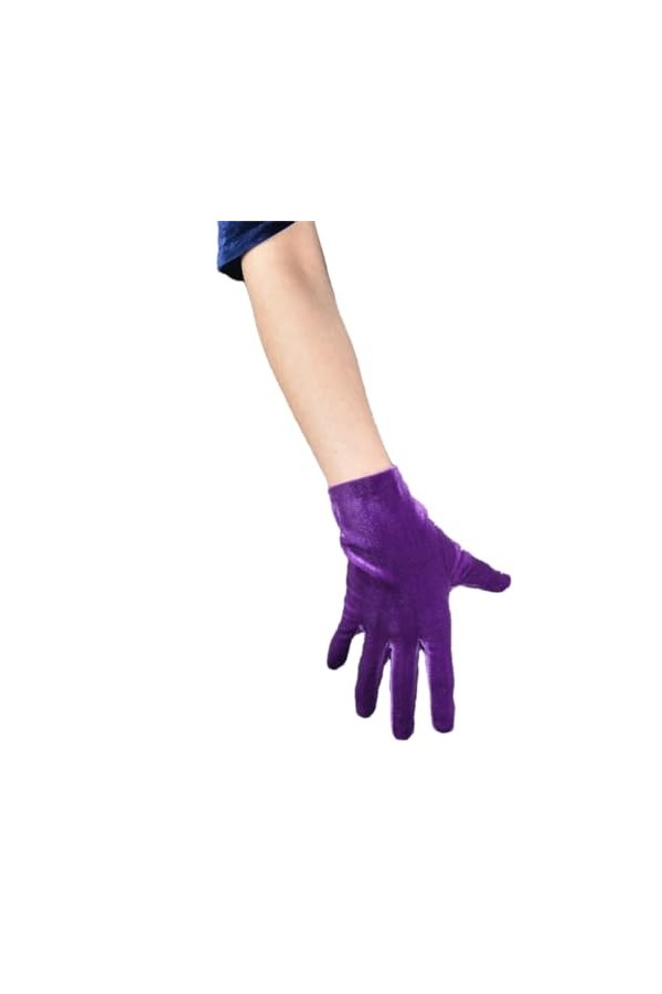 Pohullan Gants longs en velours pour femme - Modèle à section longue - Gants en velours doré hautement élastiques, 22 cm viol