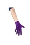 Pohullan Gants longs en velours pour femme - Modèle à section longue - Gants en velours doré hautement élastiques, 22 cm viol