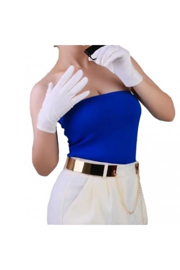 Pohullan Gants en velours longs rouges hautement élastiques pour femme, 40 cm bleu foncé, taille unique